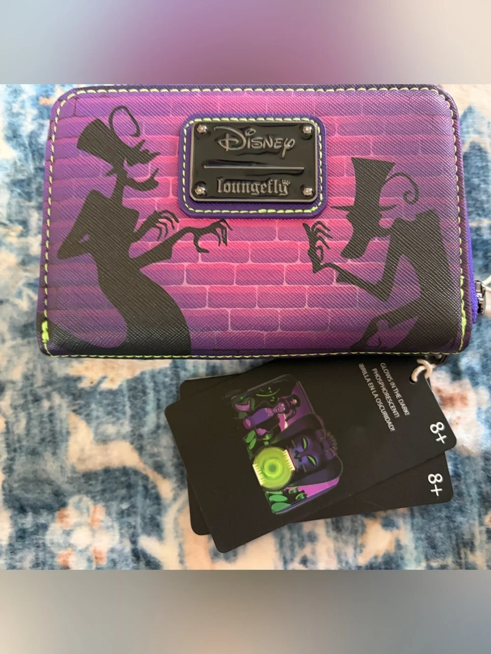Loungefly Neon Dr Facilier Glow Zip Wallet - Purple, Green, Black